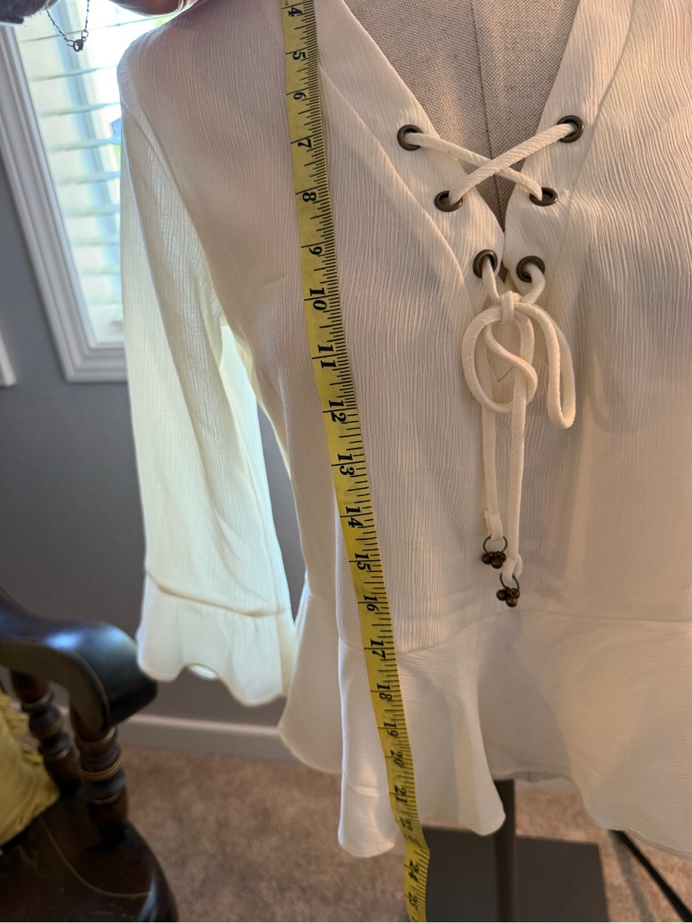 Frye Ivory Lace-Up Peasant Top
